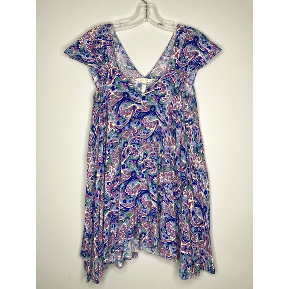 Matilda Jane Top Women Small In The Maze Floral Swing Top Asymmetrical Hem Cap - Picture 3 of 4